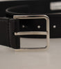 Dolce & Gabbana Black Calf Leather Logo Engraved Metal Buckle Belt