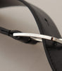 Dolce & Gabbana Black Calf Leather Logo Engraved Metal Buckle Belt