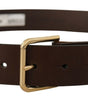 Dolce & Gabbana Brown Plain Calf Leather Gold Tone Buckle Belt