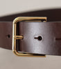 Dolce & Gabbana Brown Plain Calf Leather Gold Tone Buckle Belt