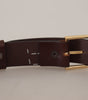 Dolce & Gabbana Brown Plain Calf Leather Gold Tone Buckle Belt