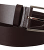 Dolce & Gabbana Brown Solid Calf Leather Logo Metal Buckle Belt