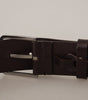 Dolce & Gabbana Brown Solid Calf Leather Logo Metal Buckle Belt