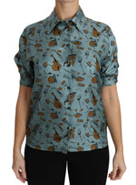 Dolce & Gabbana Élégant chemisier en soie multicolore avec col
