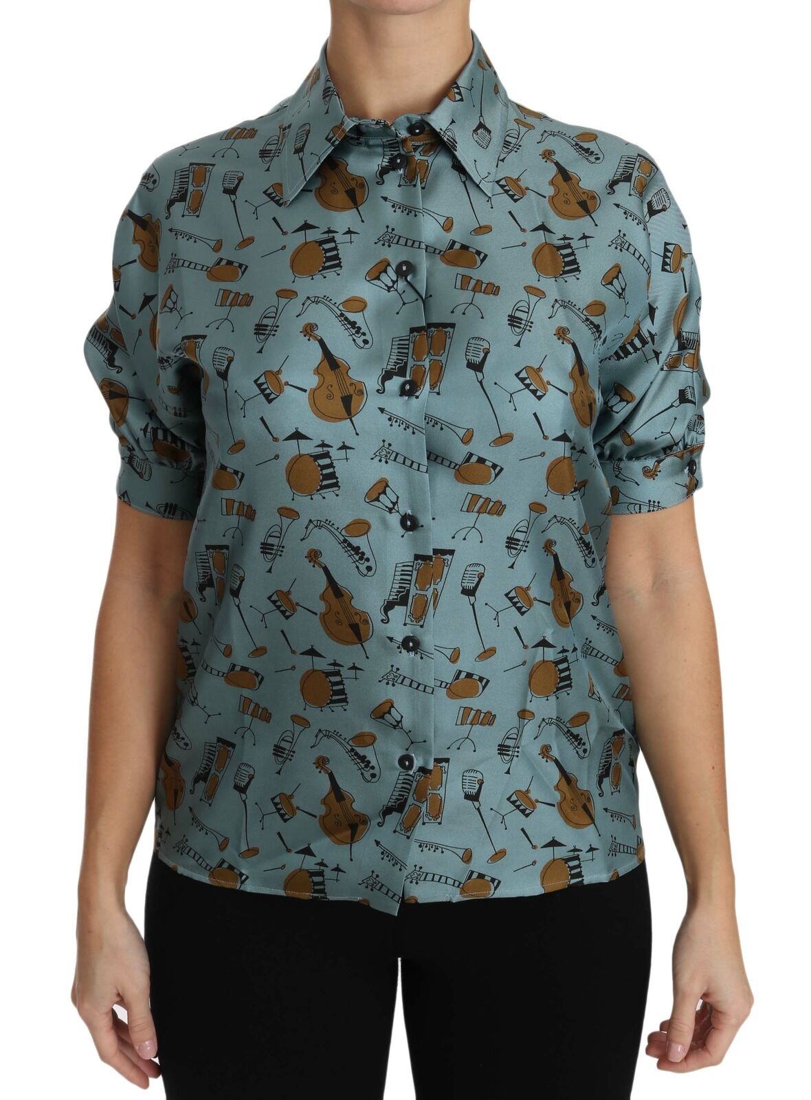 Dolce & Gabbana Élégant chemisier en soie multicolore avec col