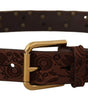 Dolce & Gabbana Brown Calf Leather Embossed Gold Metal Buckle