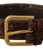 Dolce & Gabbana Brown Calf Leather Embossed Gold Metal Buckle