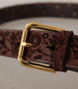 Dolce & Gabbana Brown Calf Leather Embossed Gold Metal Buckle