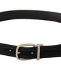 Dolce & Gabbana Belt Black Calf Leather Silver Tone Metal Buckle