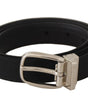 Dolce & Gabbana Belt Black Calf Leather Silver Tone Metal Buckle