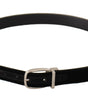 Dolce & Gabbana Black Casual Velvet Silver Tone Metal Buckle Belt