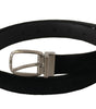 Dolce & Gabbana Black Classic Velvet Silver Tone Metal Buckle Belt