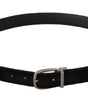 Dolce & Gabbana Black Classic Velvet Silver Tone Metal Buckle Belt