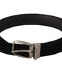 Dolce & Gabbana Black Classic Velvet Silver Tone Metal Buckle Belt