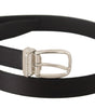 Dolce & Gabbana Black Canvas Leather Silver Logo Metal Buckle Belt