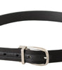 Dolce & Gabbana Black Canvas Leather Silver Logo Metal Buckle Belt