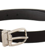 Dolce & Gabbana Black Canvas Leather Silver Logo Metal Buckle Belt