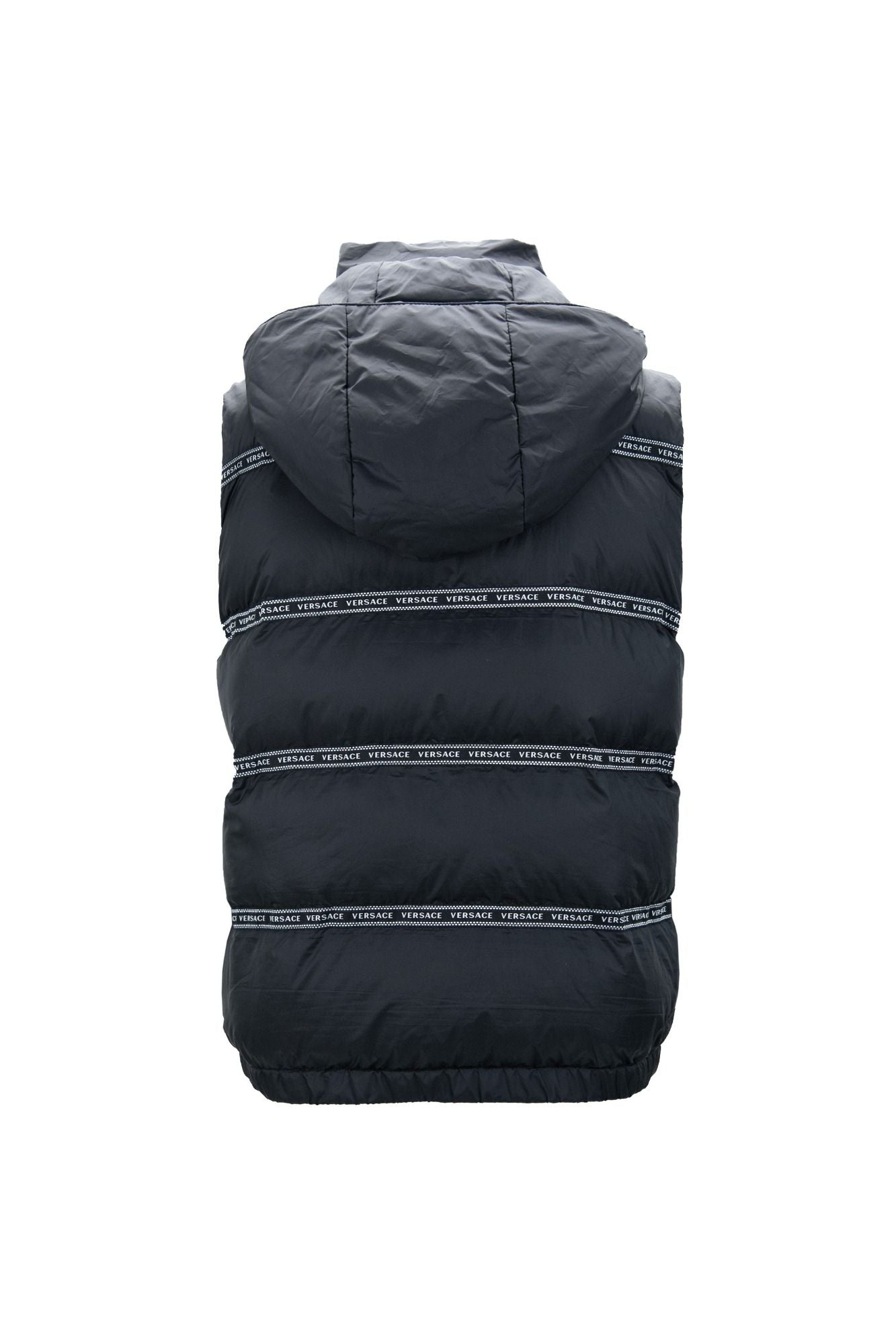 Gilet élégant à capuche amovible avec logo noir Versace