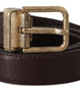 Dolce & Gabbana Brown Calf Leather Vintage Logo Metal Buckle Belt