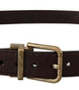 Dolce & Gabbana Brown Calf Leather Vintage Logo Metal Buckle Belt