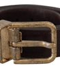 Dolce & Gabbana Brown Calf Leather Vintage Logo Metal Buckle Belt