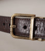Dolce & Gabbana Brown Calf Leather Vintage Logo Metal Buckle Belt