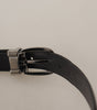 Dolce & Gabbana Black Calf Leather Silver Logo Metal Buckle Belt