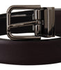Dolce & Gabbana Dark Purple Leather Box Borchia Metal Buckle Belt