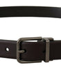 Dolce & Gabbana Dark Purple Leather Box Borchia Metal Buckle Belt