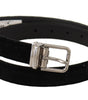 Dolce & Gabbana Black Casual Velvet Silver Metal Logo Buckle Belt