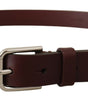 Dolce & Gabbana Maroon Calf Leather Silver Tone Metal Buckle Belt