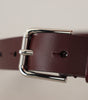 Dolce & Gabbana Maroon Calf Leather Silver Tone Metal Buckle Belt
