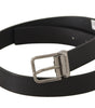 Dolce & Gabbana Black Plain Leather Silver Tone Metal Buckle Belt