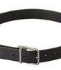 Dolce & Gabbana Black Plain Leather Silver Tone Metal Buckle Belt