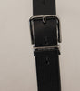 Dolce & Gabbana Black Plain Leather Silver Tone Metal Buckle Belt