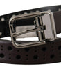 Dolce & Gabbana Dark Purple Perforated Leather Metal Buckle Belt