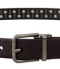 Dolce & Gabbana Dark Purple Perforated Leather Metal Buckle Belt