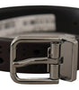 Dolce & Gabbana Dark Purple Perforated Leather Metal Buckle Belt