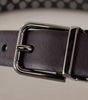 Dolce & Gabbana Dark Purple Perforated Leather Metal Buckle Belt