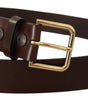 Dolce & Gabbana Brown Polished Leather Gold Tone Metal Buckle Belt