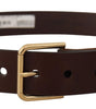 Dolce & Gabbana Brown Polished Leather Gold Tone Metal Buckle Belt