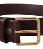 Dolce & Gabbana Brown Polished Leather Gold Tone Metal Buckle Belt