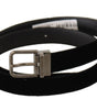 Dolce & Gabbana Black Classic Velvet Logo Engraved Metal Buckle Belt