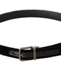 Dolce & Gabbana Black Classic Velvet Logo Engraved Metal Buckle Belt