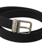 Dolce & Gabbana Black Canvas Leather Silver Metal Buckle Belt