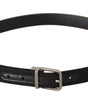 Dolce & Gabbana Black Canvas Leather Silver Metal Buckle Belt
