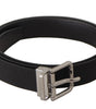 Dolce & Gabbana Black Canvas Leather Silver Metal Buckle Belt