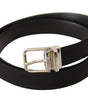 Dolce & Gabbana Black Canvas Silver Tone Metal Buckle Men Belt