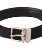Dolce & Gabbana Black Canvas Silver Tone Metal Buckle Men Belt