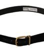 Dolce & Gabbana Black Velvet Leather Gold Tone Metal Buckle Belt